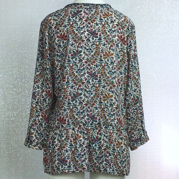 Zara Basic Floral Pattern Button Collar Blouse M - Picture 5 of 7
